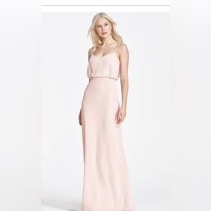 NWT Pink Tulip Wtoo By Watters Long Formal  Bridesmaid Prom Wedding Dress Sz L